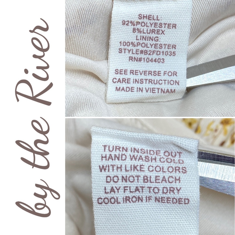 By the River Romantic Floral Boho Smocked Tiered Maxi Dress Cream Yellow, Medium - Picture 10 of 14